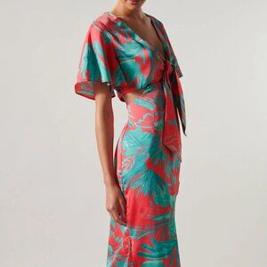 Sugarlips Vibrant Pink and Teal Asymmetrical Dress